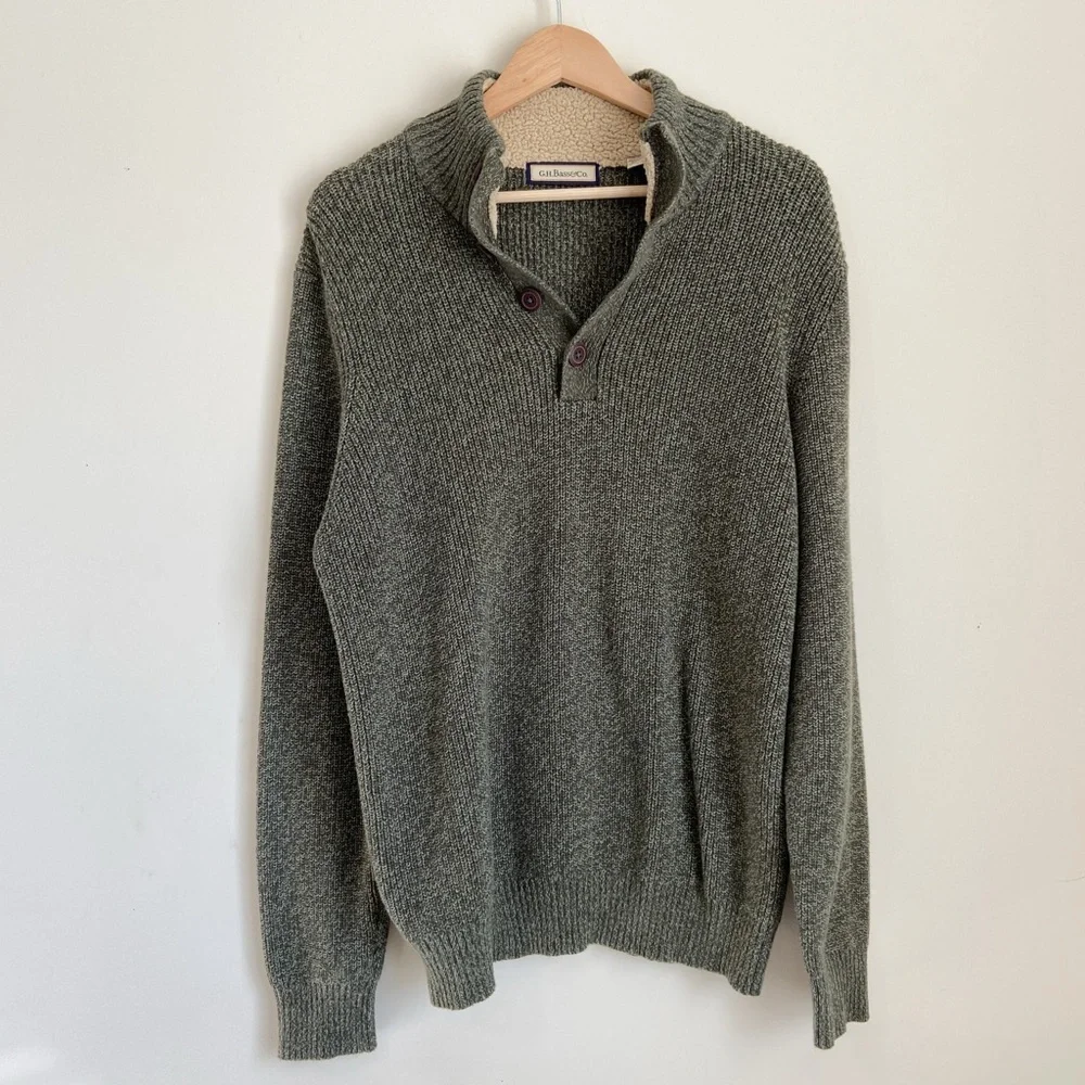 G.H. Bass & Co. Olive Knit Henley Sweater